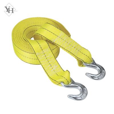 China 2inch yellow recevory tow strap with 2inch forged hook for sale