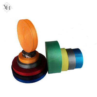 China Manual Packing Customized 25mm 38mm 50mm 75mm Ratchet High Quality 100mm Link Down Straps Webbing Ties One Way Lashing Belt Polyester Webbing for sale