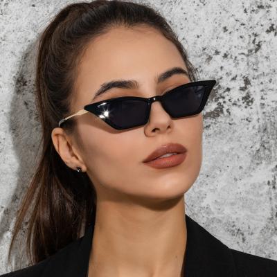 China New style fashion sunglasses small cateye uv400 female trendy sunglasses cateye frame retro metal sunglasses for sale