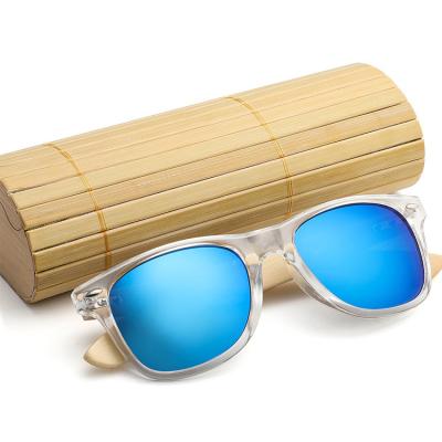 China Wholesale cheap custom made fashion mirror plastic bamboo wooden blue sunglasses fashion sunglasses logo for sale