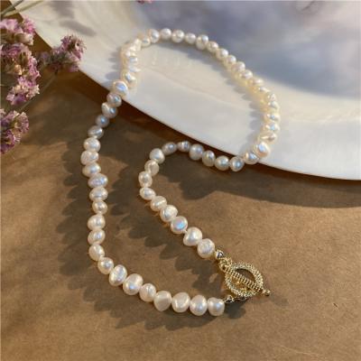 China Trendy Clavicle Chain Freshwater Pearl Vintage Pearl Necklace Bracelet Clasp Choker Necklace for sale