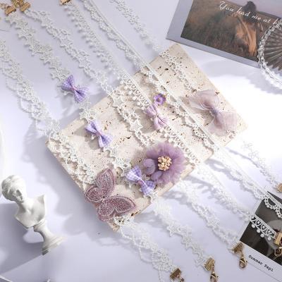 China FASHIONABLE wholesale classic purple necklace fabric flower lace retro clavicle chain neckerchief for girls for sale