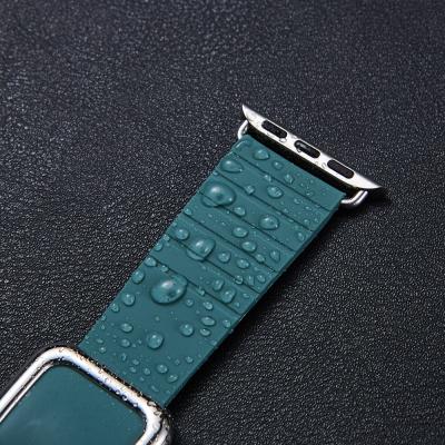 China For Apple Watch 1/2/3/4/5 Generation Silicone Band Strap For Apple Watch Modern Style Magnetic Silver Buckle Strap 38mm 40mm 42mm 44mm for sale