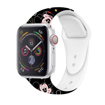 China Popular I Watch Mickey Cartoon Silicone Sports Strap 38mm 40mm 42mm 44mm Apple Watch Leather Silicone Strap for sale