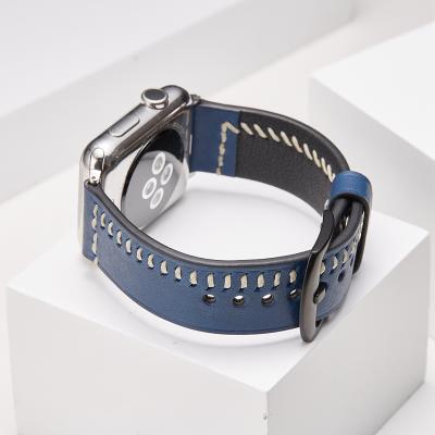 China Water resistant new design in 2020 is suitable for Apple watch series hand-stitched rubbed leather strap iwatch strap for sale