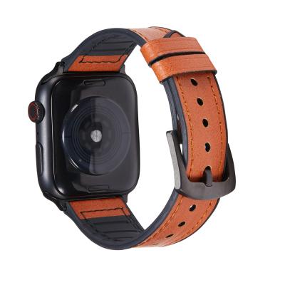 China High Quality Water Resistant For Apple Watch Silicone Microfiber Leather Strap Watch Band 38mm 40mm 42mm 44mm For Iwatch 1 2 3 4 5 6 for sale