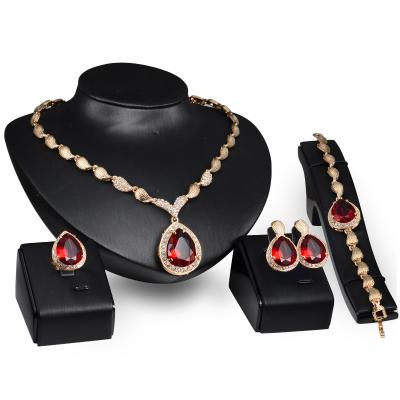 China Wholesale Fine Type Vintage Jewelry Crystal Rhinestone Hand Stone Jewelry Gold Plated Wedding Jewelry Set for sale