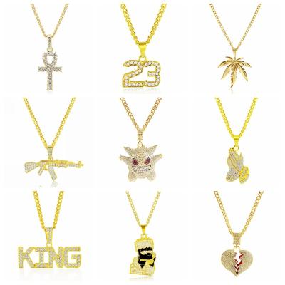 China FASHIONABLE Mens Hip Hop Rhinestone King Shape Pendants Necklaces Full Iced Out Cuban Link Hiphop Necklace Mens Chain Jewelry for sale