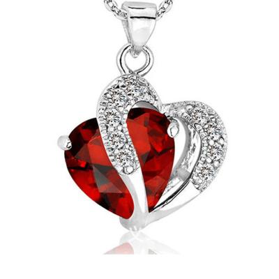 China New Ladies Necklace Lady Fashion Heart Pendant Necklace Fashion Luxury Women Crystal Jewelry Girls Women Jewelry for sale