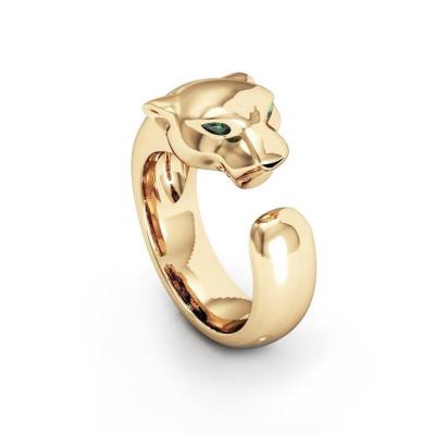 China TRENDY Fashion Mens Ring Jewelry Punk Gold Plated Leopard Panther Metal Open Rings for sale