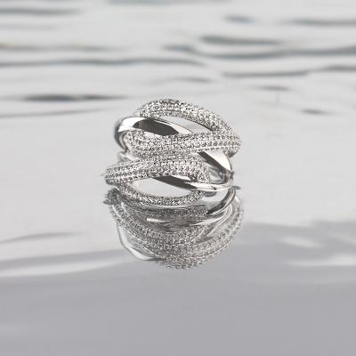 China WUDU Vintage Jewelry Ring Silver Plated Big Long Brass Zircon Copper Rings For Women for sale