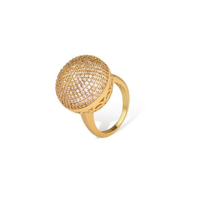 China WUDU CLASSIC Jewelry Fine Ring Gold Silver Plated Big Ball Zircon Brass Copper Rings For Women for sale