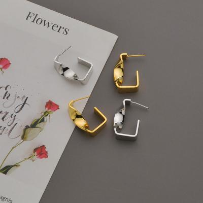 China FASHIONABLE Rectangular Metal Earrings Irregular Thick Twisted Simple Personality for sale