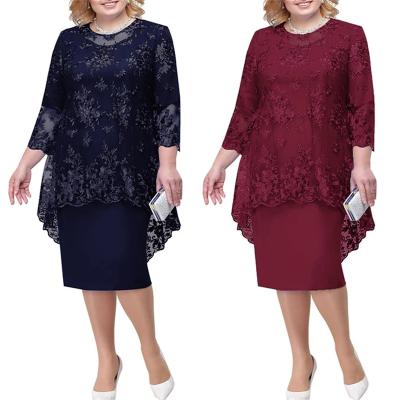 China FAST SHIPPING lace anti-static plus size mother of the bride dresses wedding party dress vestido de fiesta de two piece elegant for sale