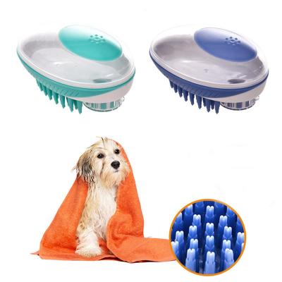 China Dog Poop Pet Bath Massage Brush Silicone Bristle Shampoo Dispenser Clean Massager Tool For Dog Cat Housebreaking for sale