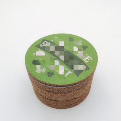 China Sustainable Custom Colored Printing Full Round Cork Coaster Set 100*5mm For Mugs for sale