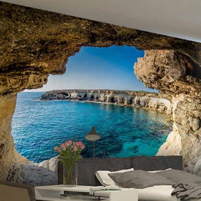 China Living room modern simple modern mural nature seascape cave wallpaper photo decor interior space expansion wallpapers for sale