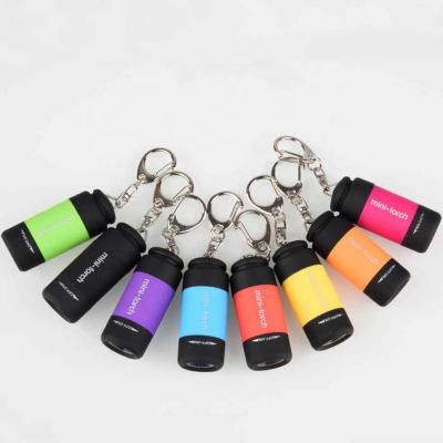 China USB Pocket Key Chain LED Flashlight Portable Mini Super Bright Flashlight Rechargeable Strong Lightweight Waterproof Travel Camping Small for sale