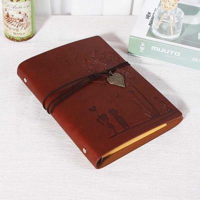 China Creative School Office Supplies Stationery Gift Photo Album Retro Vintage PU Leather Notebook Diary Spiral Book Planner for sale