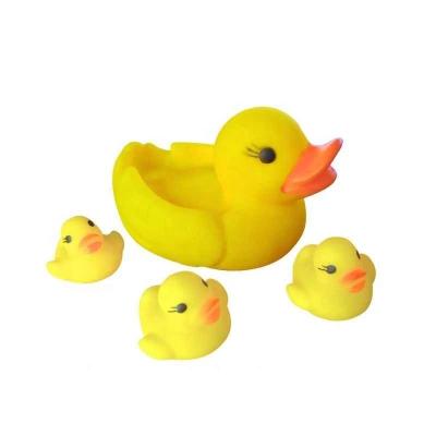 China wet to sounds squeezes toys big 3 little ducks 1 taking pet Toy Squeeze Sound Squeaky Shower Toy rubber chew sound fetching training toys for sale