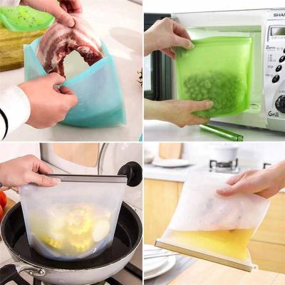 China 1Pcs Multifunctional Reusable Airtight Seal Food Silicone Bag Fruit Meat Milk Storage Containers Refrigerator Bag Kitchen Fresh Organizer for sale