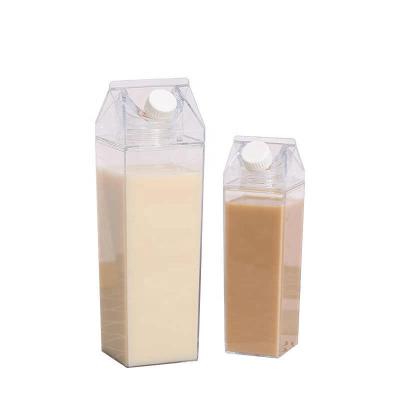 China 500ml Unisex Transparent Milk Water Bottle Reusable Drinkware Square Milk Juice Water Bottles For Outdoor Sports Tour Camping Travel for sale