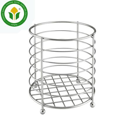 China Sustainable Hotel Supplies Bathroom Stainless Steel Valet Basket Bathroom Towel Basket for sale