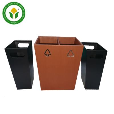 China Hotel Room Double Layers Garbage Bin Sustainable Leather Recycling Rubbish Bin for sale