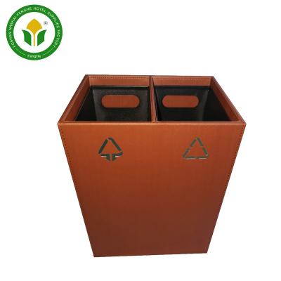 China Hotel Viable 2 Compartment Classified Trash Can Trapezoidal Dusty Trash Bin for sale