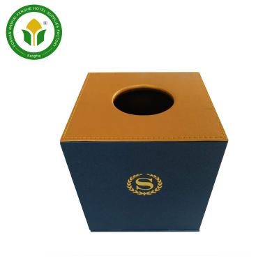 China five star luxury hotel supplies multiple color and style leather tissue box wooden box for sale