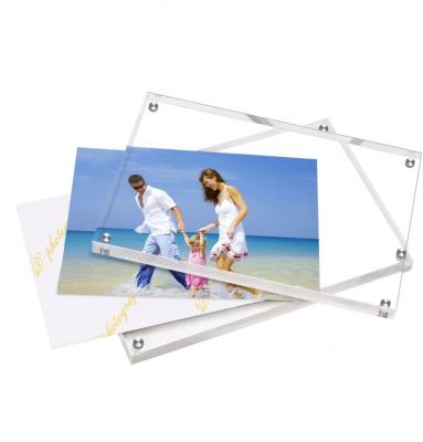 China Fashionable 20mm Double Sided Thickness Free Magnetic Frameless Custom Picture Clear Acrylic Photo Frames for sale