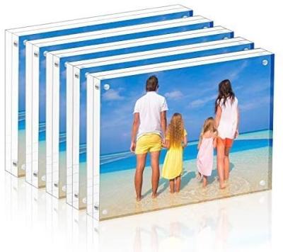 China Fashionable Freestanding Double Sided 20mm Thickness Magnetic Frameless Custom Picture 4x6 Clear Acrylic Picture Frames for sale