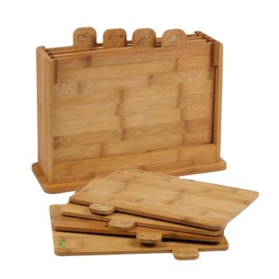 China Viable Bamboo Cutting Board Set All Natural Chopper with 4 Index Labels by Good Cooking for sale