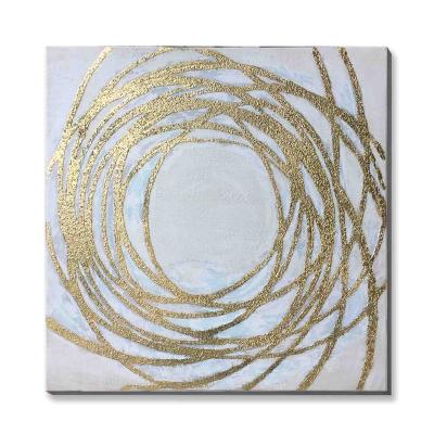 China Abstract Abstract Gold Circle Net Stretched Puss Home Good Hand Painted Canvas Art Oil Painting for sale