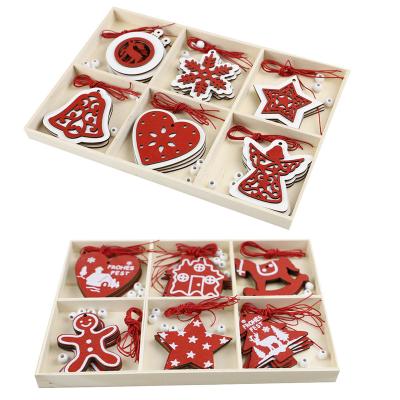 China Europe Crafts Christmas Tree Creativity Diy Wooden Chip Six Lattice Box Decorative Pendant Home Products for sale