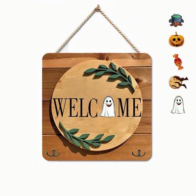 China Europe's Home To Our Home Halloween/Easter/Autumn/Christmas Wood Grain Print 5 Holiday Interchangeable Magnets for sale