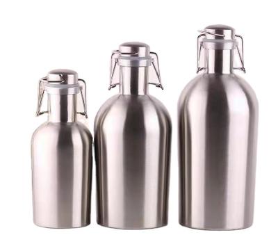 China Keep Beer Craft Low Price Stainless Steel Lid Beer Bottle 64oz High Quality Bottle With Flip Top for sale