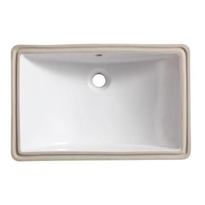 China Traditional modern white rectangular bathroom sink undermount ceramic basin for hotel apartment office for sale