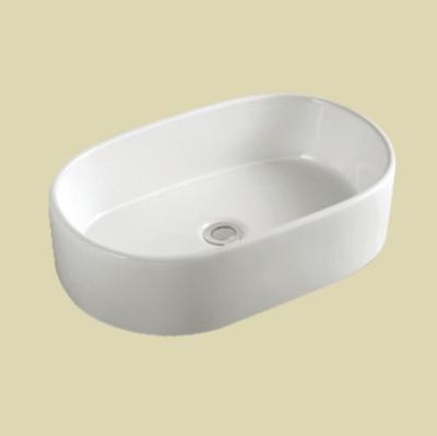 China Modern OEM Factory Table Top No Hole Luxury Bathroom Vessel Shape White Oval Ceramic Lavatory Sink for sale