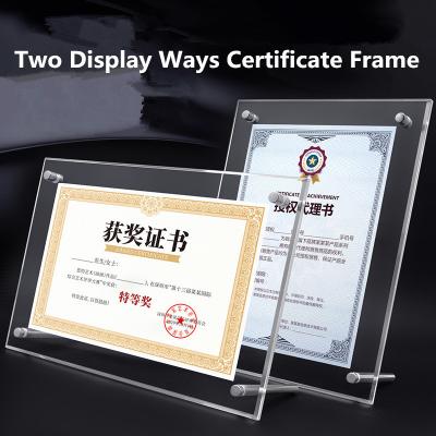 China A5/A4 picture frame plastic acrylic photo frames certificate camp poster display stand frame rectangle paper holder table decor for sale