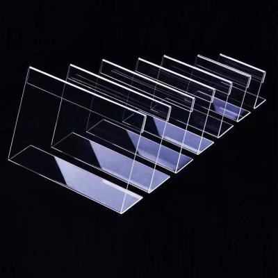 China Wholesale 10 Pcs L Shaped Plastic Transparent Plastic Price Shelf Unit Price Display Card Photo Display Support Baking View for sale