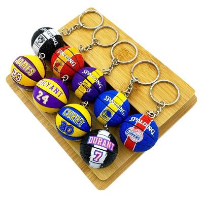 China Promotional Gift PU Leather Sports Club James Curry Durant Kobe Harden Irving Nba Warriors Basketball Keychain for sale