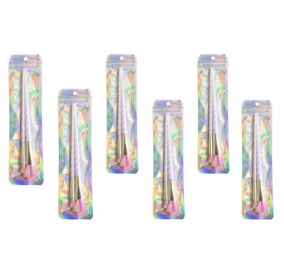 China Cheap Price Resealable Holographic Ziplock Front Clear Window Pouches Cosmetic Barrier Brushes Plastic Packaging Bags for sale