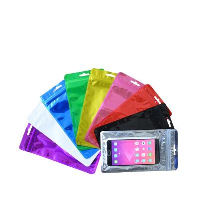 China Colorful Noni Front Window Electronic Accessories Plastic Barrier Bags With Hanger Hole Mobile Phone Shell Case Packaging Bags for sale