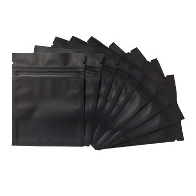 China Barrier Smell Proof Matte Black Resealable Mylar Bags Foil Flat Pouch Bag Plastic Packaging Bag for sale