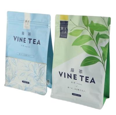 China Custom Printed Barrier Block Square Flat Bottom Stand Up Pouches 250g Tea Packaging Bags for sale