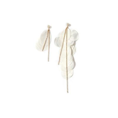 China Fashionable exaggerated advanced exaggerated fabric sense show style earrings long asymmetrical style tassel earrings for sale