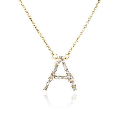 China Europe and America English alphabet necklace lightly inlaid zircon alphabet necklace full of diamond necklace for sale