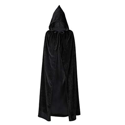 China Halloween Hooded Cloak Velvet Cool Unisex Adult Cloak With Hood Vampire Witch Cloak Cosplay Costume Kids Cape for sale