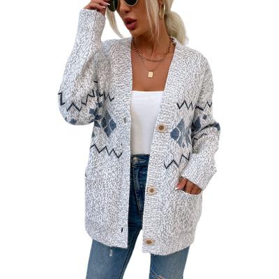 China Women's Casual Printed Cardigan QUICK DRY Long Sheathed Open Front Breathable Cardigans With Pockets for sale